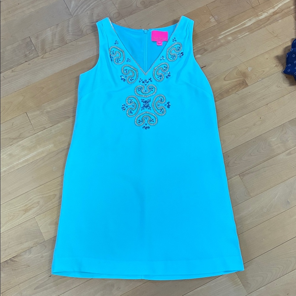 Lilly Pulitzer Turquoise Embellished Shift Dress